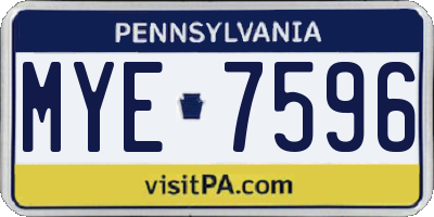 PA license plate MYE7596