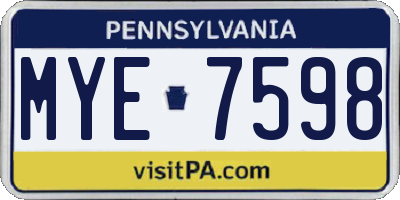 PA license plate MYE7598