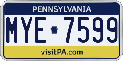 PA license plate MYE7599