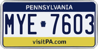 PA license plate MYE7603