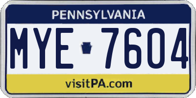 PA license plate MYE7604