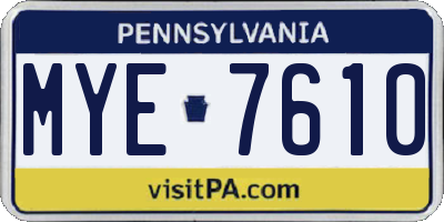 PA license plate MYE7610