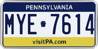 PA license plate MYE7614