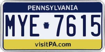 PA license plate MYE7615