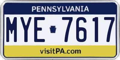 PA license plate MYE7617