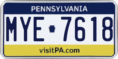 PA license plate MYE7618