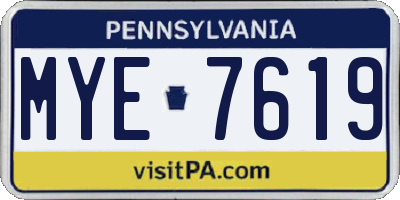 PA license plate MYE7619