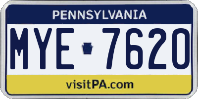 PA license plate MYE7620