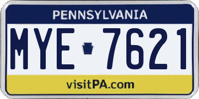 PA license plate MYE7621