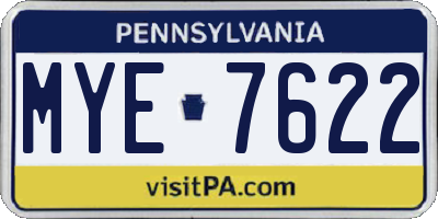 PA license plate MYE7622