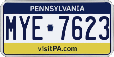 PA license plate MYE7623