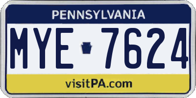 PA license plate MYE7624