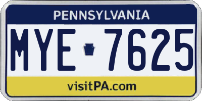 PA license plate MYE7625