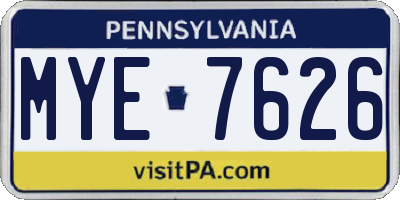 PA license plate MYE7626