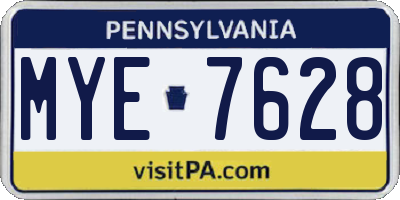 PA license plate MYE7628