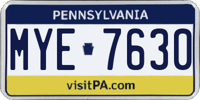 PA license plate MYE7630