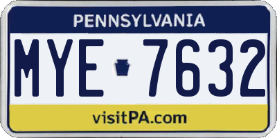 PA license plate MYE7632