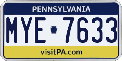 PA license plate MYE7633