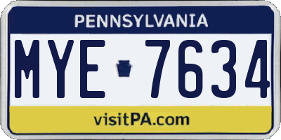 PA license plate MYE7634