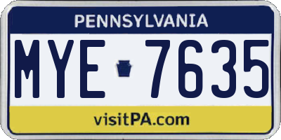 PA license plate MYE7635
