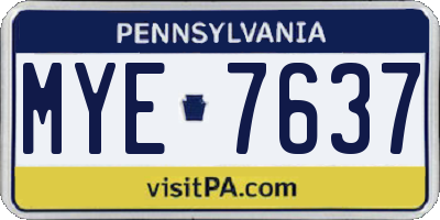 PA license plate MYE7637
