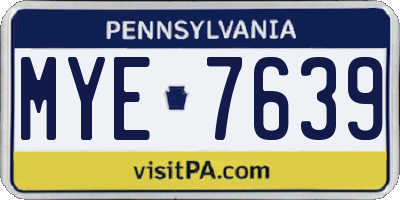 PA license plate MYE7639