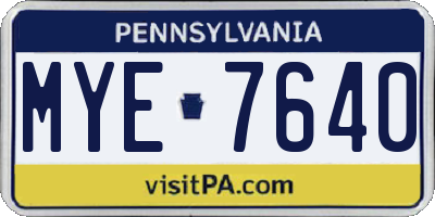 PA license plate MYE7640