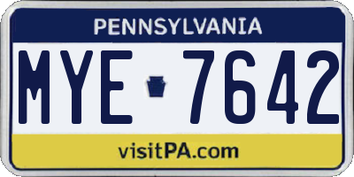 PA license plate MYE7642