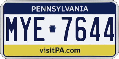 PA license plate MYE7644