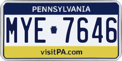 PA license plate MYE7646