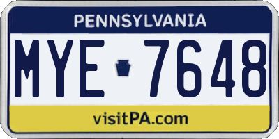 PA license plate MYE7648
