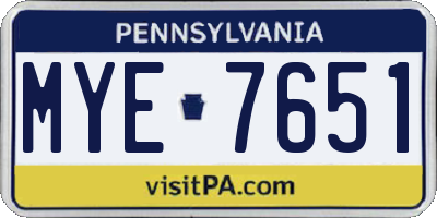 PA license plate MYE7651