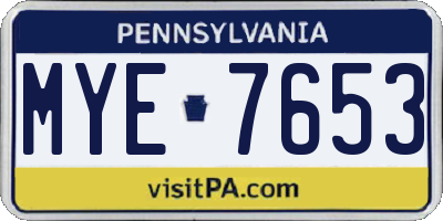 PA license plate MYE7653