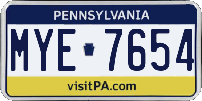 PA license plate MYE7654