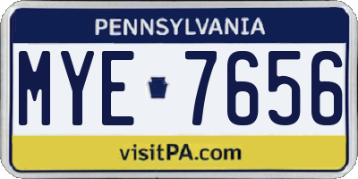 PA license plate MYE7656