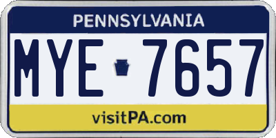 PA license plate MYE7657