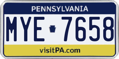 PA license plate MYE7658