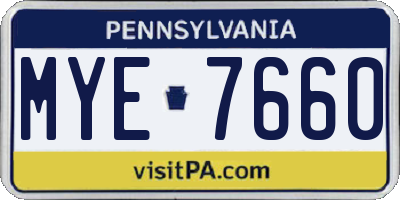 PA license plate MYE7660