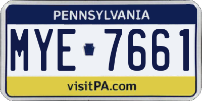 PA license plate MYE7661