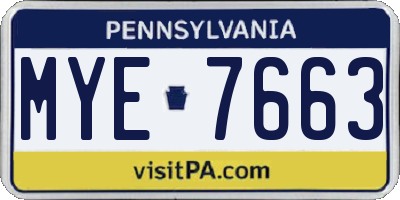 PA license plate MYE7663