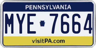 PA license plate MYE7664