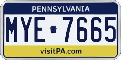 PA license plate MYE7665
