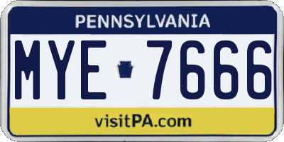 PA license plate MYE7666
