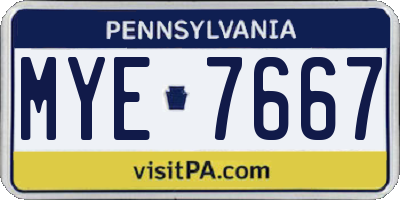 PA license plate MYE7667