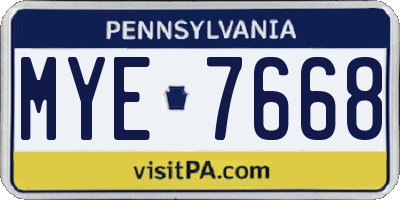 PA license plate MYE7668
