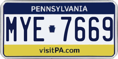 PA license plate MYE7669