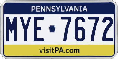 PA license plate MYE7672