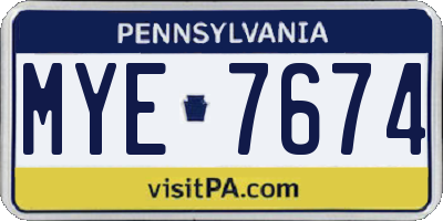 PA license plate MYE7674