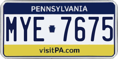 PA license plate MYE7675