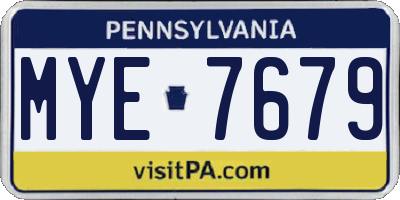 PA license plate MYE7679